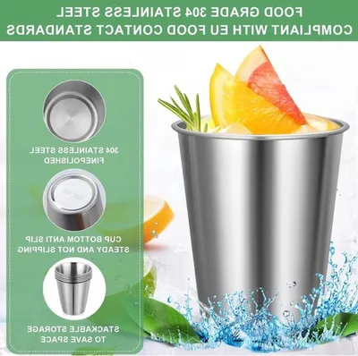 Set von 8 Edelstahlbechern 260ml - Ideal für Feste, Camping und Reisen - Langlebig und leicht