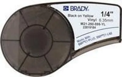 Produktbild von Brady, M21-250-595-YL-BK, Vinyl, Schwarz auf Gelb, 6mm x 6,4m, permanent, endlos, f