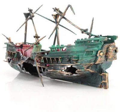 Produktbild von Schiffswrack Aquarium Dekoration groß Kunststoff Boot Schiff Deko Ornament Fischbecken Unterwasser Dekoration