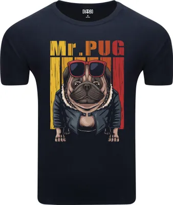 Produktbild von Diarbo Herren T-Shirt mit Lustiger Druck Herr Mops Dunkelblau Gr.M