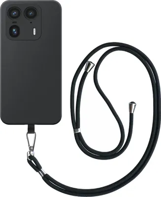 Immagine prodotto di Custodia per Motorola Edge 50 Ultra con cordino nero staccabile - Custodia flessibile in silicone TPU con cordino nero - Nero - Smartphonics