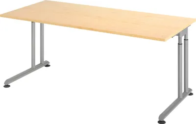 Produktbild von bümö Schreibtisch Serie-Z - Nachbildung Ahorn, Gestell: Silber, Größe:  180 x 80 cm
