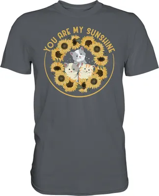 Produktbild von Katzen Sonnenblumen T-Shirt Gärtner Geschenk Garten – Dark Grey / S