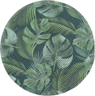 Image de Set de table en plastique, lot de 4, 35 cm, vert, rond, imperméable.