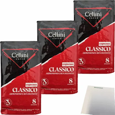 Produktbild von Cellini Espresso Classico 3er Pack (3x250g Packung) + usy Block