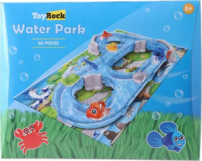 Produktbild von Wasserpark-Spielset mit 66 Teilen und 3 Wasserlebewesen, aus Kunststoff, 67x47x10cm, für Kinder ab 3 Jahren