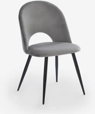 Image de Chaise moderne en velours rembourré salle à manger cuisine Zarda - Gris