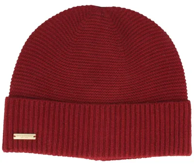 Seeberger Beanie mit Rippstrick-Umschlag in rot