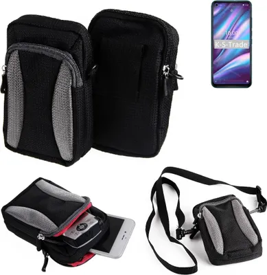 Produktbild von K-S-Trade Holster Schutz Hülle kompatibel mit Wiko View 5 Plus Handy Hülle Gürteltasche Umhängetasche mit Zusatzfach schwarz