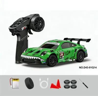 Zdjęcie produktu dla Samochód do driftu, zdalnie sterowany, skala 1:43 - napęd 4x4 - sterowanie 2,4G - żyroskop - karoseria metalowa - akumulator Li-Ion 3,7V 300mAh - gotowy do jazdy (RTR) - kolor zielony