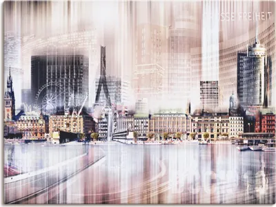 Produktbild von ARTland Leinwandbild Hamburg Skyline Abstrakte Collage II Größe: 60x45 cm