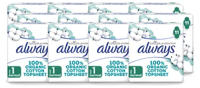 Produktbild von 12 x Always Bio Baumwolle Protection Ultra Normal Damenbinden mit Flügeln - Vorteilspackung - 12 Stücke