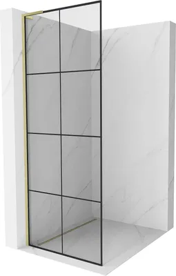 Obrázok produktu pre Mexen Kioto L sprchová zástena 90 x 200 cm, čierny vzor, brúsené zlato - 800-090-103-55-77