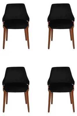 Produktbild von Luxus Esszimmer Schwarz 4x Stühle Modern Holz Möbel Stühle Design Einrichtung