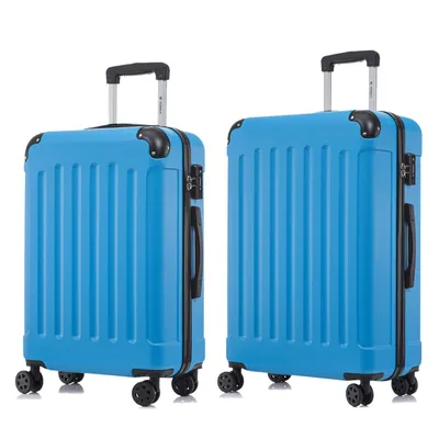 Produktbild von yonsly Premium Reisekoffer TSA-Schloss,YKK-Reißverschluss Hartschalen-Koffer Kabinenkoffer Rollkoffer Suitcase Handgepäck (Blau, L-XL-Set)