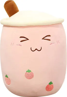 Produktbild von Bubble Tea Plüschtier Boba Kuscheltier Plüschpuppen Bubble Tea Umarmungs Kissen, Cartoon Plüsch Puppen-Rosa-50cm
