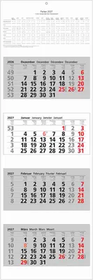 Produktbild von 2027 ADINA Viermonatskalender 92x33cm mit Tagesanzeiger in Blockform