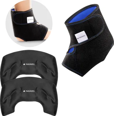 Produktbild von Navaris Knöchel Gel-Kompresse kalt warm - 2x Kühlpads Fuß rechts links - Thermopad Manschette wiederverwendbar - Kühlpad Kühlkissen Kühlpads