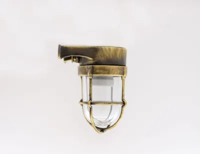 Produktbild von Wandleuchte außen Messing Glas H: 16,5 cm IP64 in antik E27 Maritim Außenwandlampe