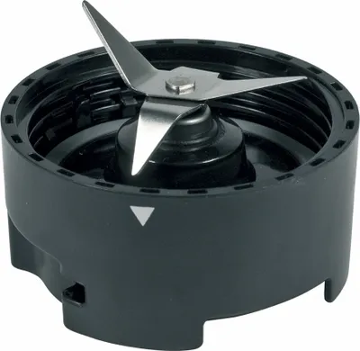 Close-up of a blender blade assembly.