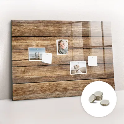 Obrázek produktu pro Magnetická Tabule na Zeď Skleněná - Memo Board Kleněnou Přední Stranou - 5 magnetů v balení - 100x70 cm - Dřevěná prkna
