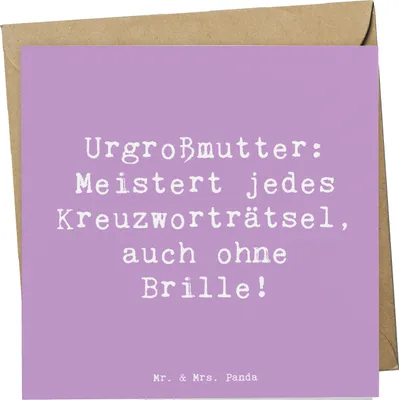 Produktbild von Mr. & Mrs. Panda Grußkarte Spruch Urgroßmutter Genie - Lavendeltraum - Geschenk, Ahnen, doppelkarte, Glückwunschkarte, Familie, Freude, handgemacht, anlasskarte, Weisheit