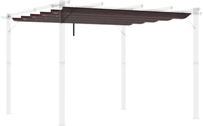 Obrázek produktu pro Kryt pergoly – výsuvná střecha pergoly – 250 x 255 cm – polyester – 10 odtokových otvorů – čokoládově hnědá