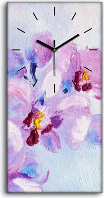 Produktbild von Wohnzimmer-Bild Leinwand Uhr Geräuschlos 30x60 Gemälde Blumen Pflanzen Kunst - schwarze Hände