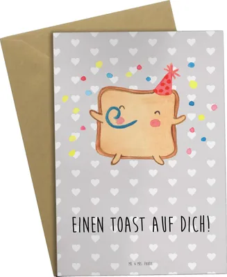 Produktbild von Mr. & Mrs. Panda babykarte Toast Party - Grau Pastell - Geschenk, für Freundin, vatertagskarte, Valentinstag, osterkarte, Frauen, weihnachtskarten, Grußkarte, Jahrestag