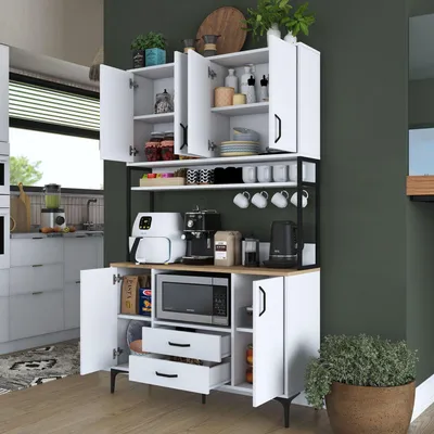 Immagine prodotto di Mairago - Credenza, 120x38x199h cm Bianco, 2 Cassetti