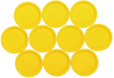 Produktbild von MAUL Magnet rund 10 Stück 2 kg Kunststoff Ferrit bruchsicher lackiert Ø 3.4 x 1.4 cm gelb