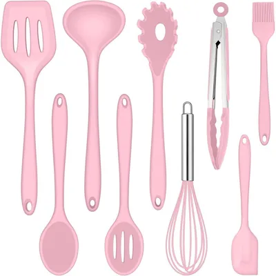 Produktbild von 9-teiliges Silikon Küchenhelfer Set Rosa