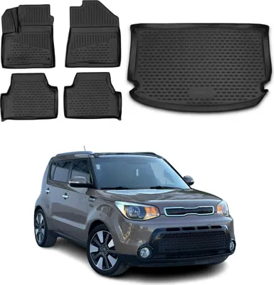 Obrázok produktu pre Sada podlahových rohoží a vložiek do kufra pre Kia Soul 2015-2019 gumové TPE čierne 5x