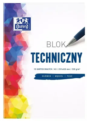 Zdjęcie produktu dla Blok techniczny A3 10 kartek 250g/m2 biały Oxford