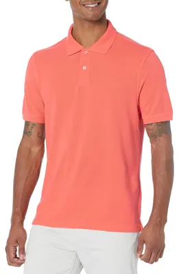 Productafbeelding van A. Essentials heren poloshirt, slim fit, katoen pique, korte mouwen, koraaloranje