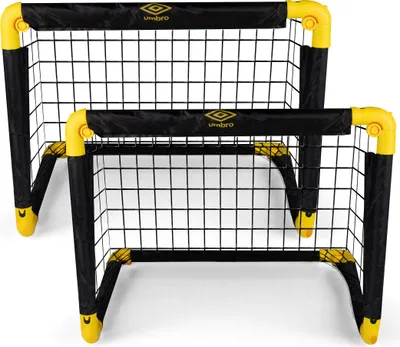 Produktbild von Umbro Fußballtor 50 x 44 x 44 cm - Set von 2 - Faltbares Fußballtor - Für Kinder - Trainingszubehör für innen und außen - Kunststoff - Schwarz/Gelb