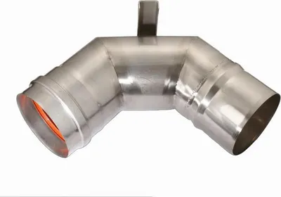 Produktbild von 90 Grad Bogen DN 60 einwandig Brennwert mit Halterung für Brennwert-/Turbokessel