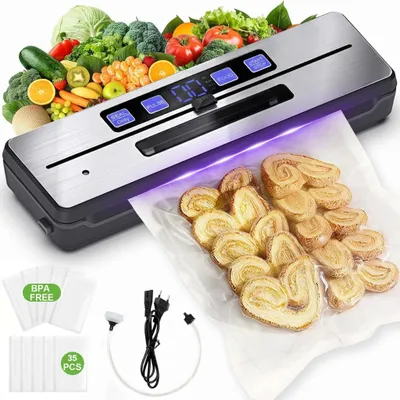 Produktbild von Profi Folienschweißgerät -90 kPa, 7 in 1 Vakuumierer mit UV-Licht & 115W für längere Frische, bis 30cm Breite + 35 Stück Folienbeutel