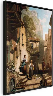 Produktbild von Italienischer Leinwand Leinwandbild - Im Dachstübchen (Carl Spitzweg) 40x60 cm Reproduktionen l-F-10565-b-a