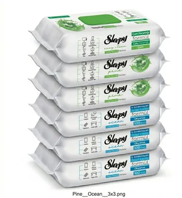 Produktbild von Sleepy Easy Clean Oberflächenreinigungstücher – 3x100 Pine + 3x100 Ocean |