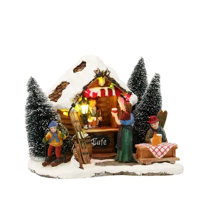 Produktbild von LuVille Weihnachtsdorf-Miniatur Ski Café - L15 x B14 x H11 cm