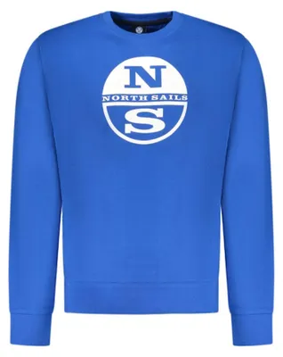 Produktbild von Herren Langarm-Sweatshirt Blau: Aufgeraut, Rundhals, Druckdetails