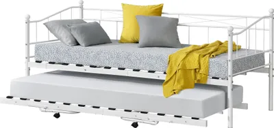Obrázok produktu pre Kovová posteľ Skutskär 90x200cm Pohovka s rozkladacou posteľou Rozkladacia pohovka Biela