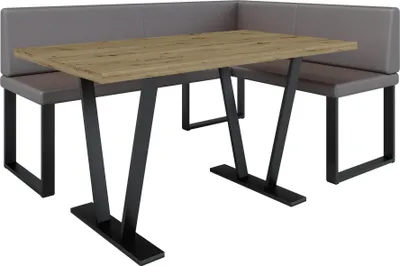 Produktbild von Eckbank AKIKO METAL mit Tisch 168x128 rechts - Eckbankgruppe f r Ihrem Esszimmer, K che modern, Sitzecke, Essecke. Perfekt f r K che, B ro und Rezeption