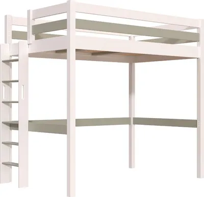Produktbild von Hohes bett 1 Person Holz Sylvia 120x190 gerade Leiter - Weiß/Mokka