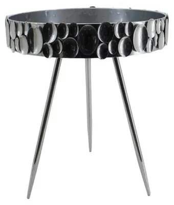 Produktbild von Set mit 2 runden Beistelltischen aus Metall in Silber, 53 x 46,5 x 46,5 cm