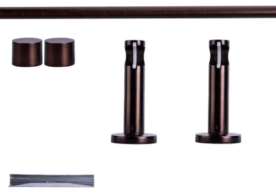Produktbild von Gardinenstange Set, 1-läufig, ⌀ 19 mm, 160 cm, rot-bronze + Wand, Kappe Komplettset mit Halterungen & Endstücke, Vorhangstange in Silber, Rot-Bronze & Anthrazit, 120–400cm, Eisen, Aluminum Victoria M.