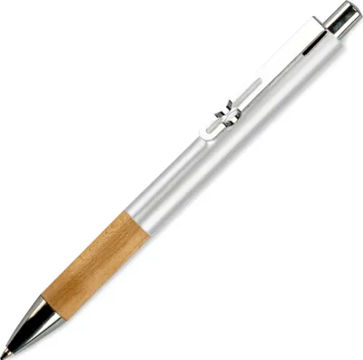 Produktbild von Kugelschreiber / aus Metall mit Holzgriffzone / Farbe: silber
