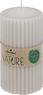 Produktbild von Rillenkerze Stumpen Nature Taupe 110 x Ø 57 mm aus 100% natürlichen Rohstoffen ohne Palmöl