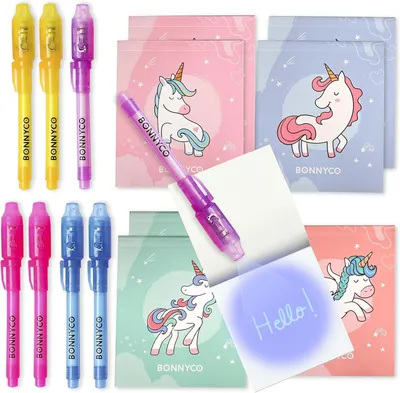 Productafbeelding van UV-pen en notitieboek eenhoorn - Set van 8 - Cadeautjes